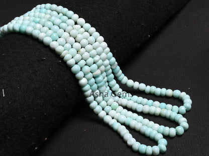 7mm Shaded Sky Blue Opal Smooth Rondelle Beads, Fine Peru Blue opal Beads, Beautiful Opal handmade Gemstone Loose Bead Necklace Jewelry SALE