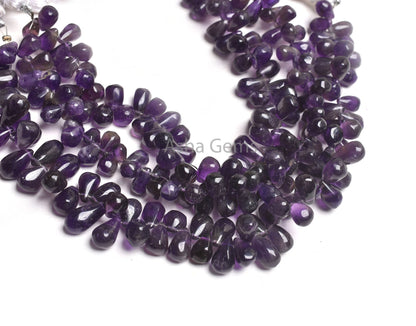 Natural Amethyst Side Drill Drops Beads, Purple Amethyst Plain Uneven Teardrop Handmade Gemstone Bead, African Amethyst Bead Jewelry makings
