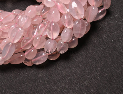 Fine Quality Pink Rose Quartz Smooth Nugget Gemstone Loose Beads,9/18" Strand Natural Rose Quartz Tumble Handmade Bead Necklace Jewelry SALE (AG 22303)