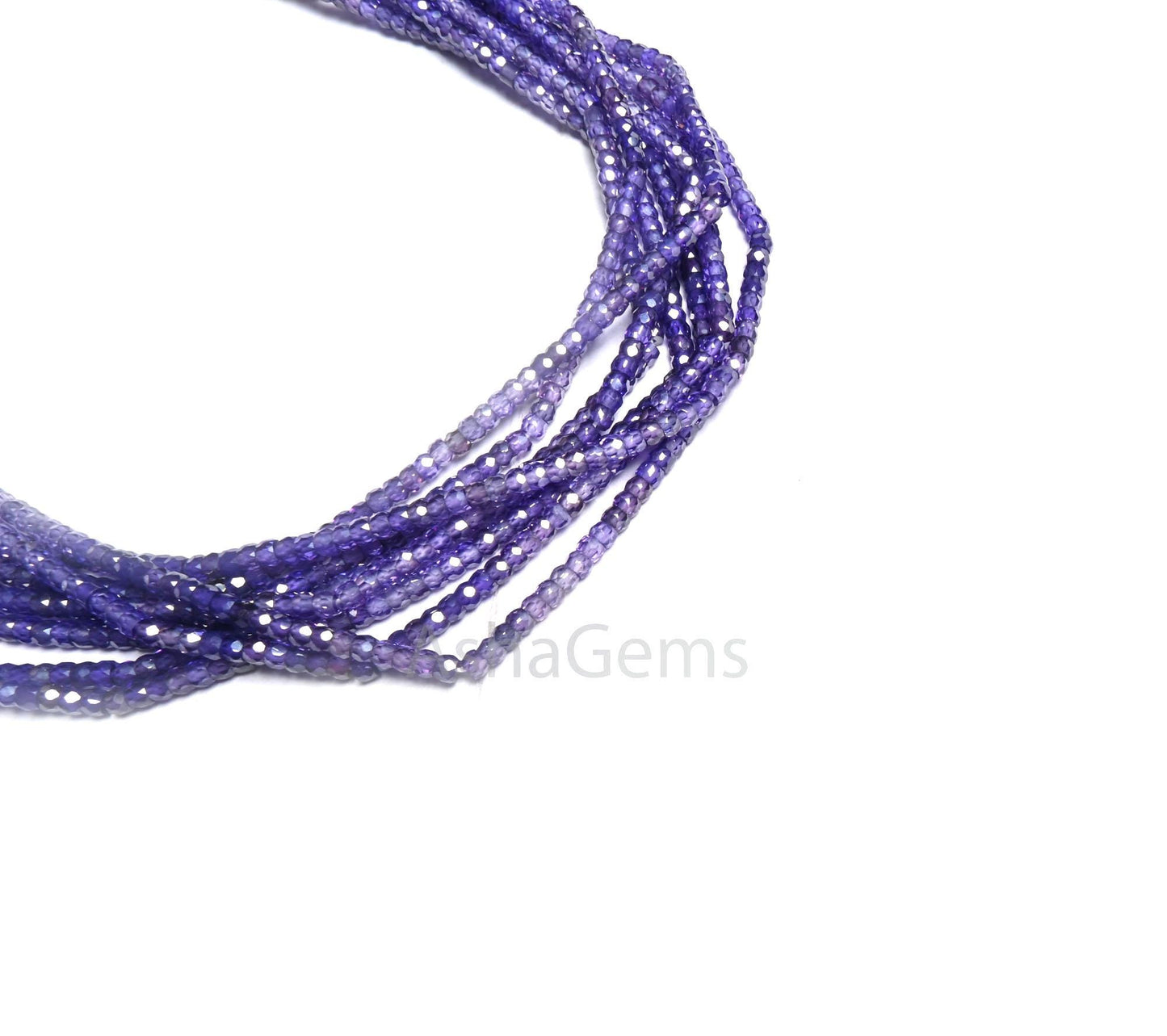 AAA Quality Shaded Purple Zircon Micro Machine Cut Rondelle Gemstone Beads, 13" Purple Blue Zircon Faceted Rondelle Beads Jewelry Necklace