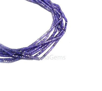AAA Quality Shaded Purple Zircon Micro Machine Cut Rondelle Gemstone Beads, 13" Purple Blue Zircon Faceted Rondelle Beads Jewelry Necklace