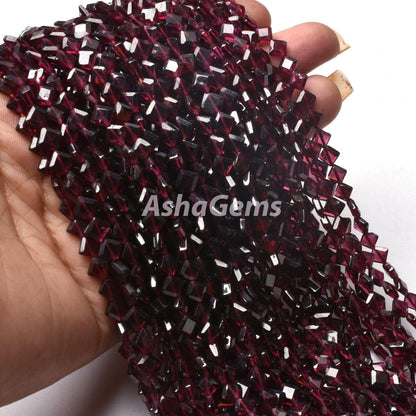 Natural Garnet Faceted Fancy Shape Beads, Red Garnet Flat Square Fancy Drill Gemstone Beads,12 Inch Garnet Beads For Jewelry Making Craft