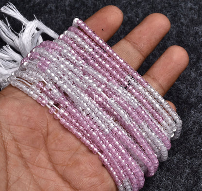 Beautiful Pink white Zircon Faceted Rondelle beads,3 mm Multi Shaded Cubic zircon Faceted Beads,13" Strand Shaded Zircon Beads For Jewelry
