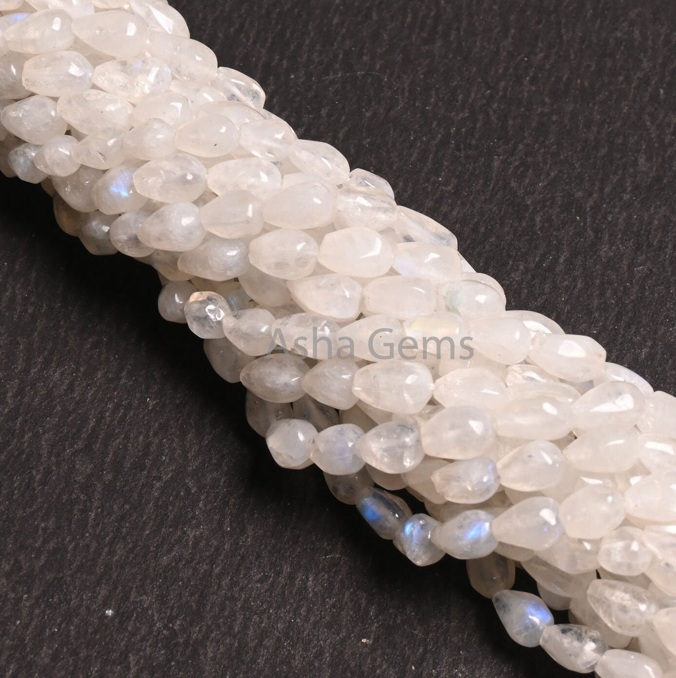 Beautiful Rainbow Moonstone Smooth Drops Shape Beads,13"Natural Blue Fire White rainbow Teardrop Straight Drill handmade Drop Gemstone Beads