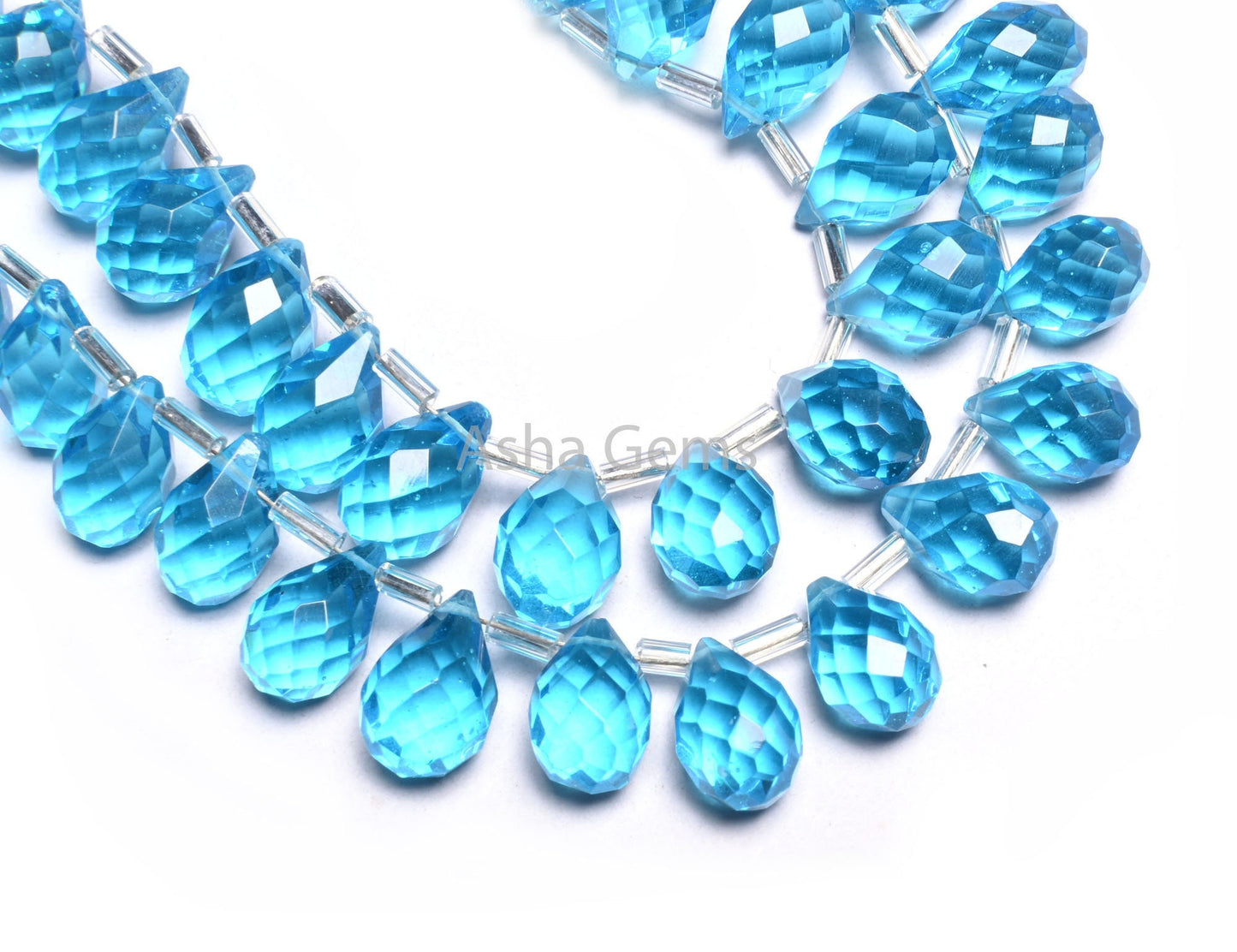 AAA Quality Sky Blue Topaz Color Hydro Faceted Drops Beads,8-12 mm Topaz Hydro Teardrop Briolette Side Drill beads Jewelry making Craft SALE