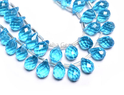 AAA Quality Sky Blue Topaz Color Hydro Faceted Drops Beads,8-12 mm Topaz Hydro Teardrop Briolette Side Drill beads Jewelry making Craft SALE