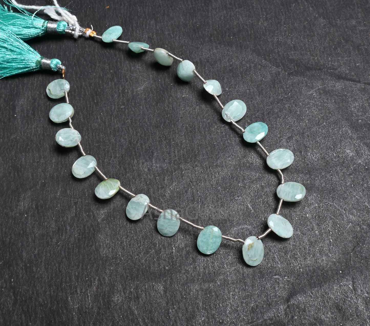 Beautiful Amazonite faceted Oval Beads,7x9 mm Natural Blue Amazonite Fancy Oval Cabochon Side Drill Briolette Gemstone Beads Jewelry Crafts