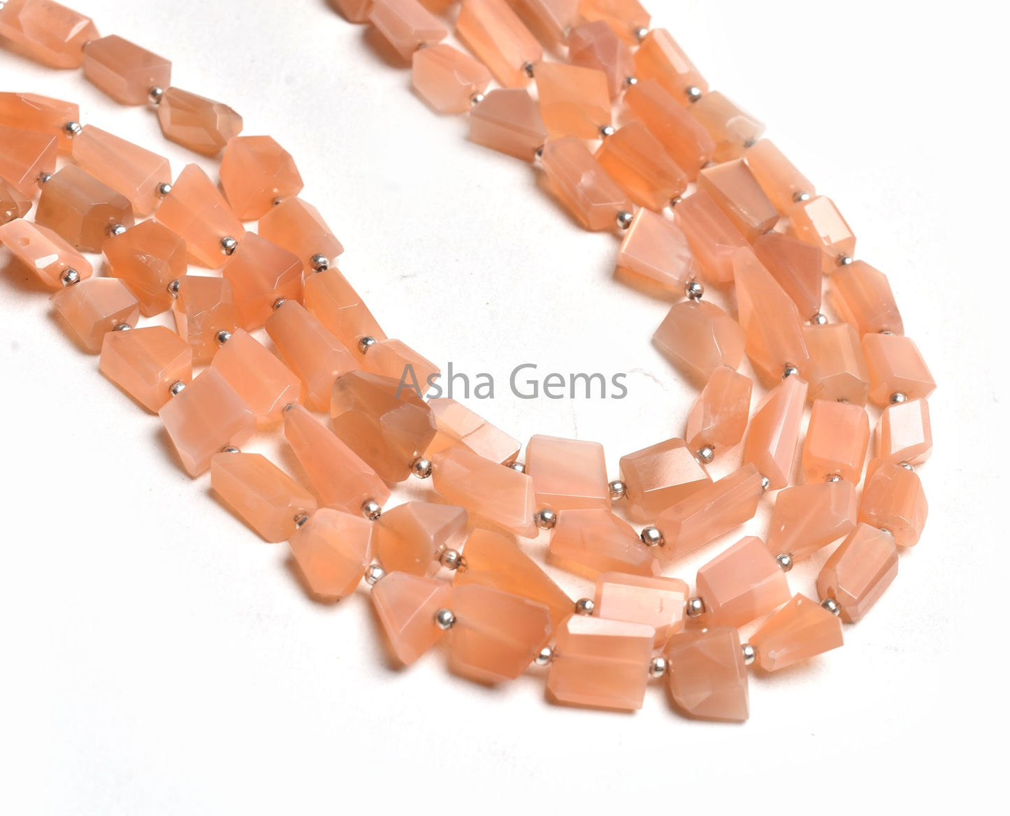 Fine Quality Moonstone Nugget Faceted Gemstone Beads, Natural Peach Moonstone Uneven Tumble Straight Drill Bead, AAA Pink Moonstone Jewelry
