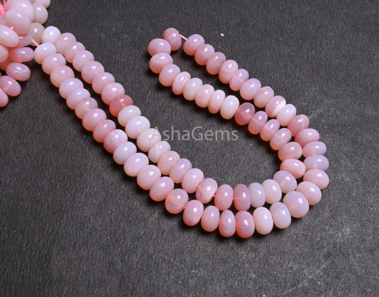 Beautiful Pink Opal Rondelle Shape Smooth Bead,16" Shaded pink Opal Handmade Gemstone Loose Beads Jewelry Making Crafts AAA Opal Beads SALE