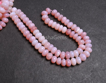 Beautiful Pink Opal Rondelle Shape Smooth Bead,16" Shaded pink Opal Handmade Gemstone Loose Beads Jewelry Making Crafts AAA Opal Beads SALE