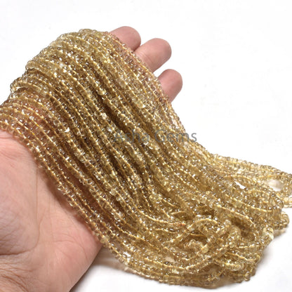 Beautiful Lemon Quartz Smooth Rondelle Shape Beads,18" Strand Natural Yellow Lemon Plain Hanmade Gemstone Beads Lemon beads for Jewelry Sale