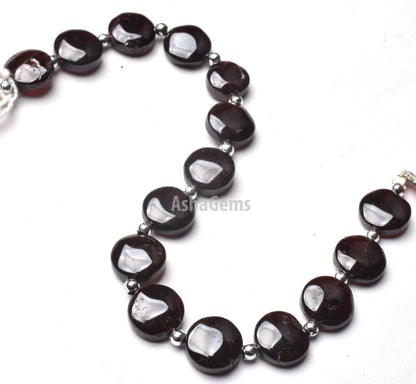 8"Strand Natural Red Garnet Coin Shape Beads,9.50- 11 mm Garnet Smooth Coin Beads, Loose Gemstone Beads Handmade Garnet Beads For Jewelry