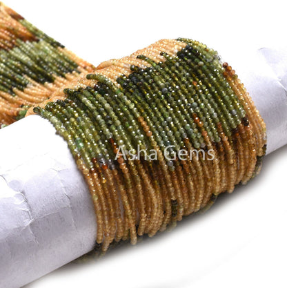 2 mm Rare Shaded Yellow Green Tourmaline Micro Cut Faceted Beads,13" Multi Tourmaline Machine Cut Rondelle Gemstone Tourmaline Beads Jewelry