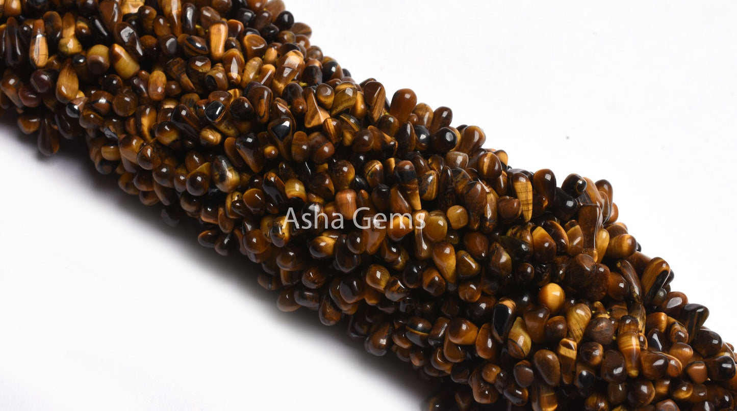 13" Strand Natural Tiger Eye Teardrop Beads, Shaded Brown-Yellow Tiger Eye Smooth Drop Handmade Beads,3.5-8mm Uneven Drops Bead Jewelry SALE
