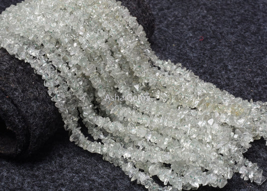 34"Strand Natural Green Amethyst Uncut Chips Beads Gemstone Smooth Raw Tiny Nugget Rough Beads fine Quality Green Amethyst Chip Jewelry Sale