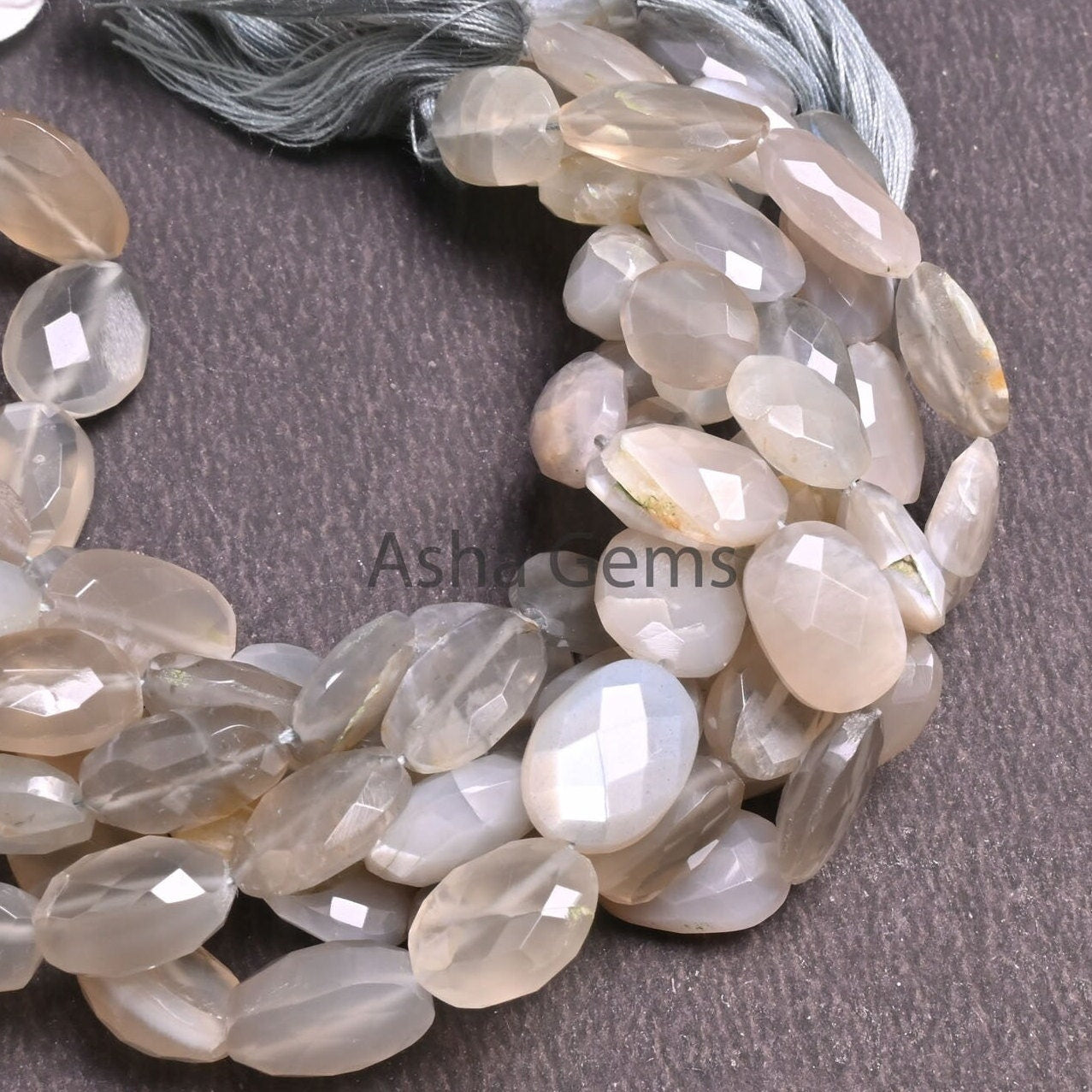 9" Strand Natural Grey Moonstone faceted Indian Cut Oval Gemstone Beads, Moonstone Oval Briolette Beads, grey Moonstone Beads Jewelry Crafts