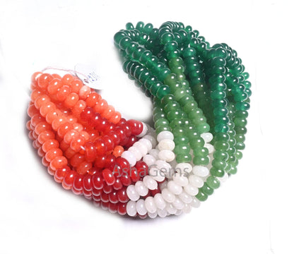 Beautiful Multi Color Quartz Smooth Rondelle Beads,8mm mix Color Green Orange, White (AG 12316) Shaded Quartz Disco Gemstone Bead Jewelry Necklace SALE