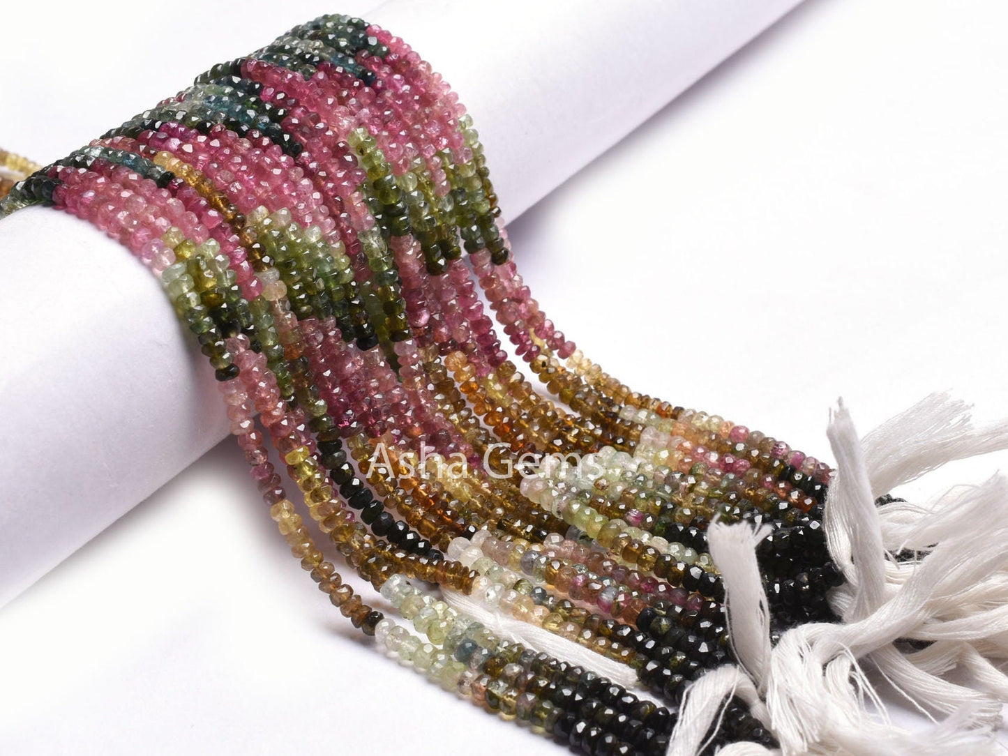 14.5" Strand Multi Tourmaline Faceted Rondelle Gemstone Beads,4mm Shaded Multi Tourmaline Hand Cut Beads, Real Tourmaline Bead Jewelry Sale