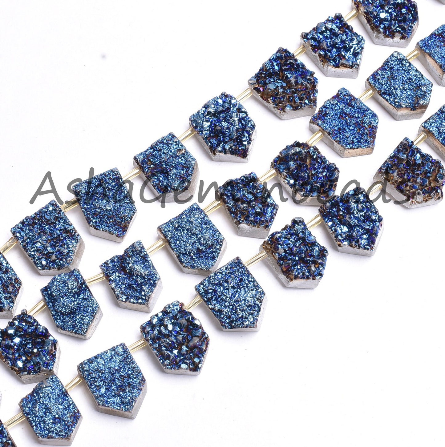 Titanium Mystic Blue Coated Druzy Fancy Gate Shape Gemstone Loose Beads, Drusy Fancy Shape Raw Slice Titanium Druzy Beads Jewelry Craft SALE