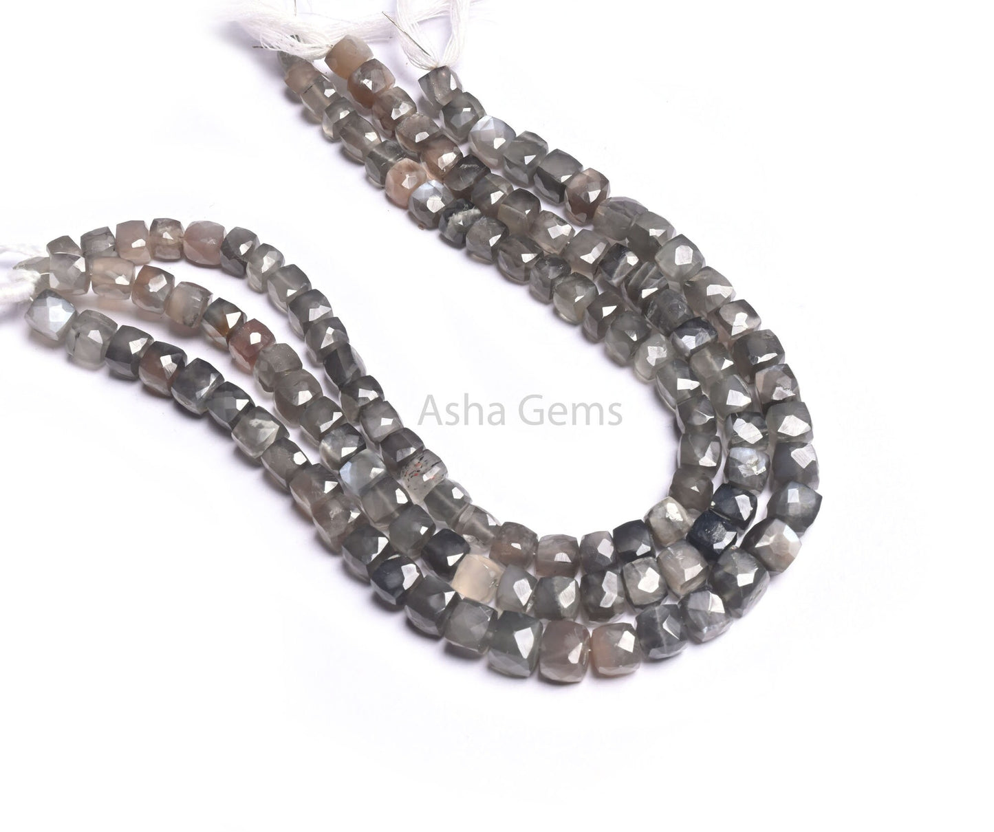 Natural Grey Moonstone Faceted 3D Cube Box Shape Gemstone Beads,10" Strand Moonstone Cube Beads, Grey Moonstone Beads Jewelry Making Crafts