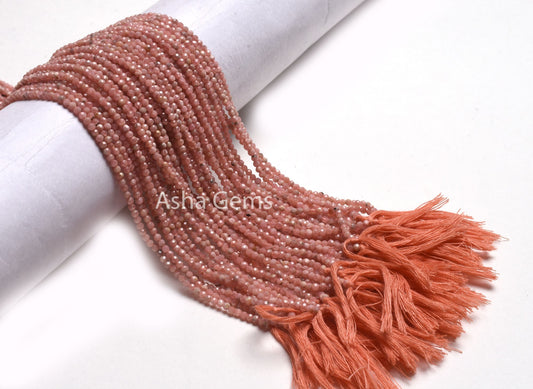 AAA Natural Rhodochrosite Micro Cut Faceted Beads,2.5 mm Pink Rhodochrosite Machine Cut Rondelle Gemstone Beads, Rhodochrosite Beads Jewelry