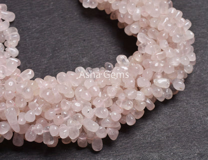 Beautiful Pink Rose Quartz Smooth Drops Shape Beads, Natural Rose Quartz Plain Handmade Teardrop Gemstone Beads, Rose quartz Beads Jewelry