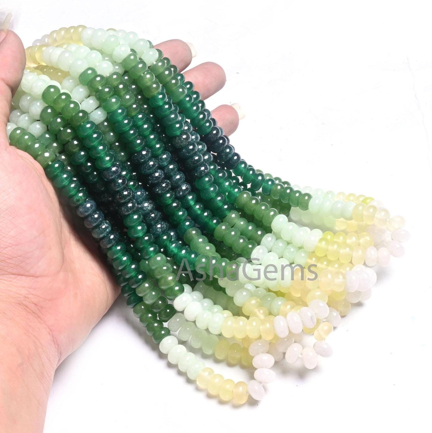AAA Quality Mix Quartz Smooth Rondelle Beads,8 mm Shaded Army Green Multi Color Gemstone Roundelle Jade Quartz Beads Jewelry Craft Necklace (AG 12309 )