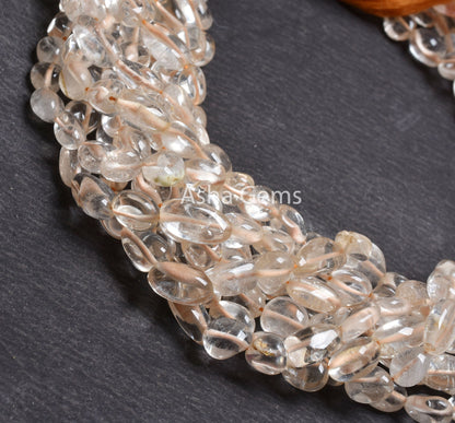 Natural Citrine Quartz Smooth Nugget Shape Beads,13" Strand Light Yellow Citrine Tiny Uneven Nugget Handmade Citrine Bead Jewelry Craft SALE