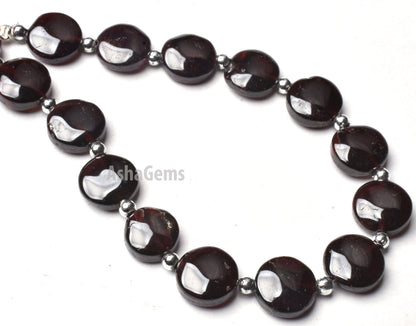 8"Strand Natural Red Garnet Coin Shape Beads,9.50- 11 mm Garnet Smooth Coin Beads, Loose Gemstone Beads Handmade Garnet Beads For Jewelry