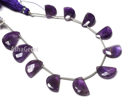 beautiful Purple Amethyst Faceted Fancy Shape Beads,8" Strand African Amethyst Fancy D Shape Bead Gemstone Amethyst Briolette Beads Jewelry