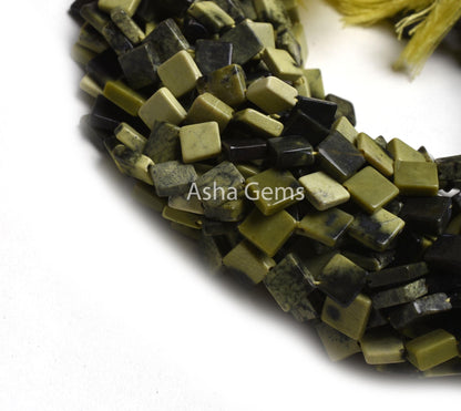 Natural Jasper Fancy Kite Shape Smooth Gemstone Beads,13" Shaded Green Black Jasper Square Side Drill handmade Jasper Beads Jewelry Crafts