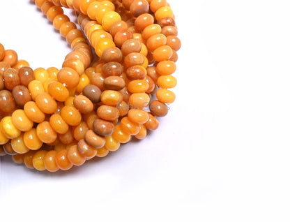 AAA Quality Shaded Yellow Opal Smooth Rondelle Gemstone Beads, Beautiful Mustard Yellow Opal Plain Handmade Gemstone Opal Bead Jewelry Craft