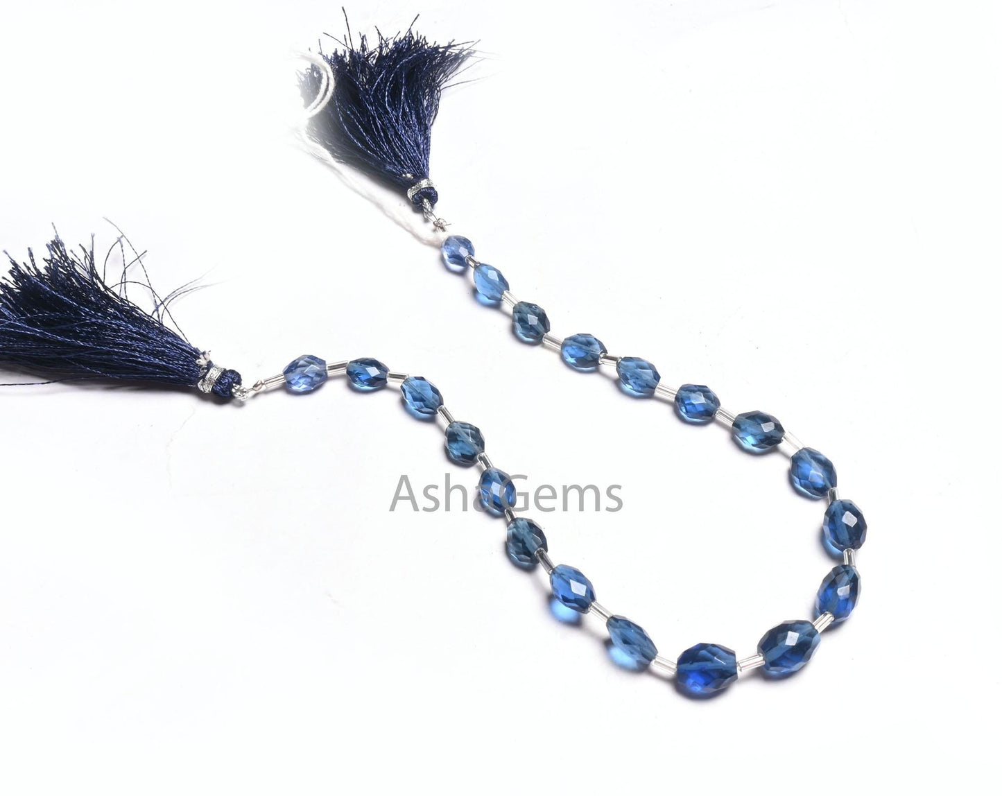 Fine Quality Blue Quartz Hydro fancy Puff Oval Checker Cut Beads,6x8-8.5x10 mm Royal Blue Hydro faceted Oval Briolette handmade Bead Jewelry