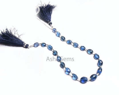 Fine Quality Blue Quartz Hydro fancy Puff Oval Checker Cut Beads,6x8-8.5x10 mm Royal Blue Hydro faceted Oval Briolette handmade Bead Jewelry