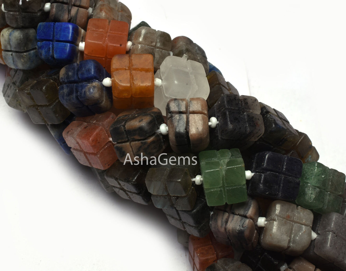 Multi Color Gemstone Carving box Shape beads,9" Strand Mix Color Stone carved 3D Cube beads Disco Beads, Multi Disco carve Bead Jewelry SALE