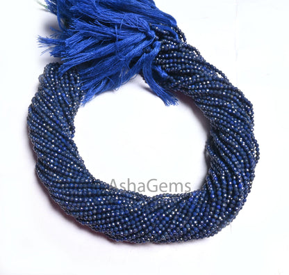 2.2mm Natural Blue Lapis Micro Cut Faceted Rondelle Shape Beads, Fine Quality Lapis Lazuli Machine Cut Gemstone Tiny Bead Jewelry Craft SALE