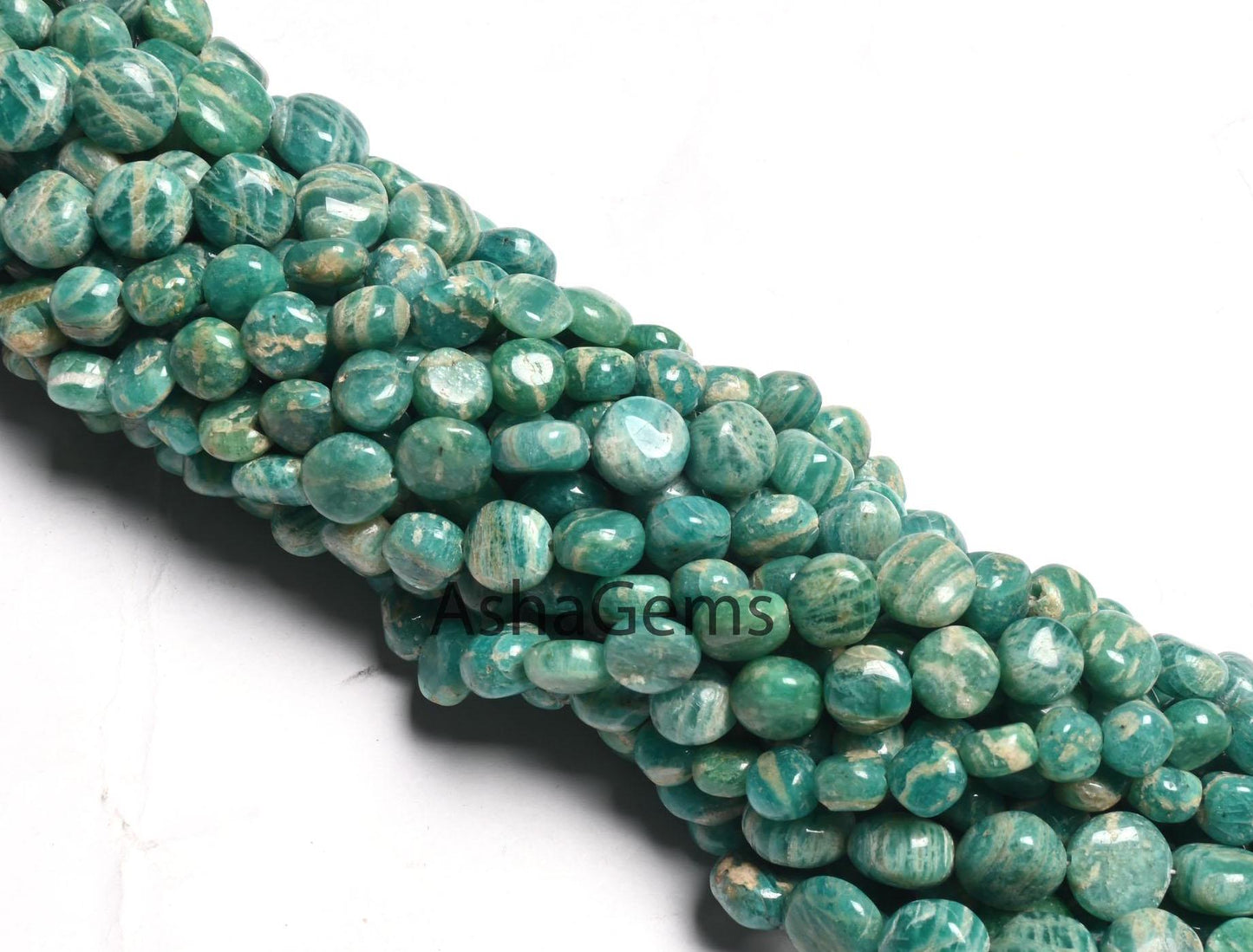 Natural Amazonite Smooth Coin Shape Handmade Beads,8" Shaded Blue Amazonite Coin Straight Drill Gemstone Amazonite Beads Jewelry Craft SALE