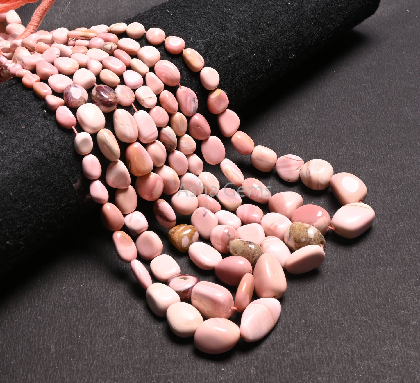Beautiful Pink Opal Smooth Nugget Gemstone Loose Beads, Fine Shaded Pink Opal Handmade Tumble Plain Graduation Size beads Necklace Jewelry (AG 22298)