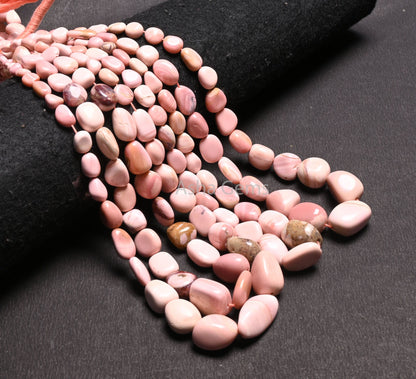 Beautiful Pink Opal Smooth Nugget Gemstone Loose Beads, Fine Shaded Pink Opal Handmade Tumble Plain Graduation Size beads Necklace Jewelry (AG 22298)