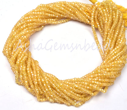 Beautiful Yellow Zircon Micro Cut Beads,3 mm Cubic Zirconia Rondelle Faceted Gemstone Beads,12.5" AAA Quality Zircon Bead Jewelry Craft SALE