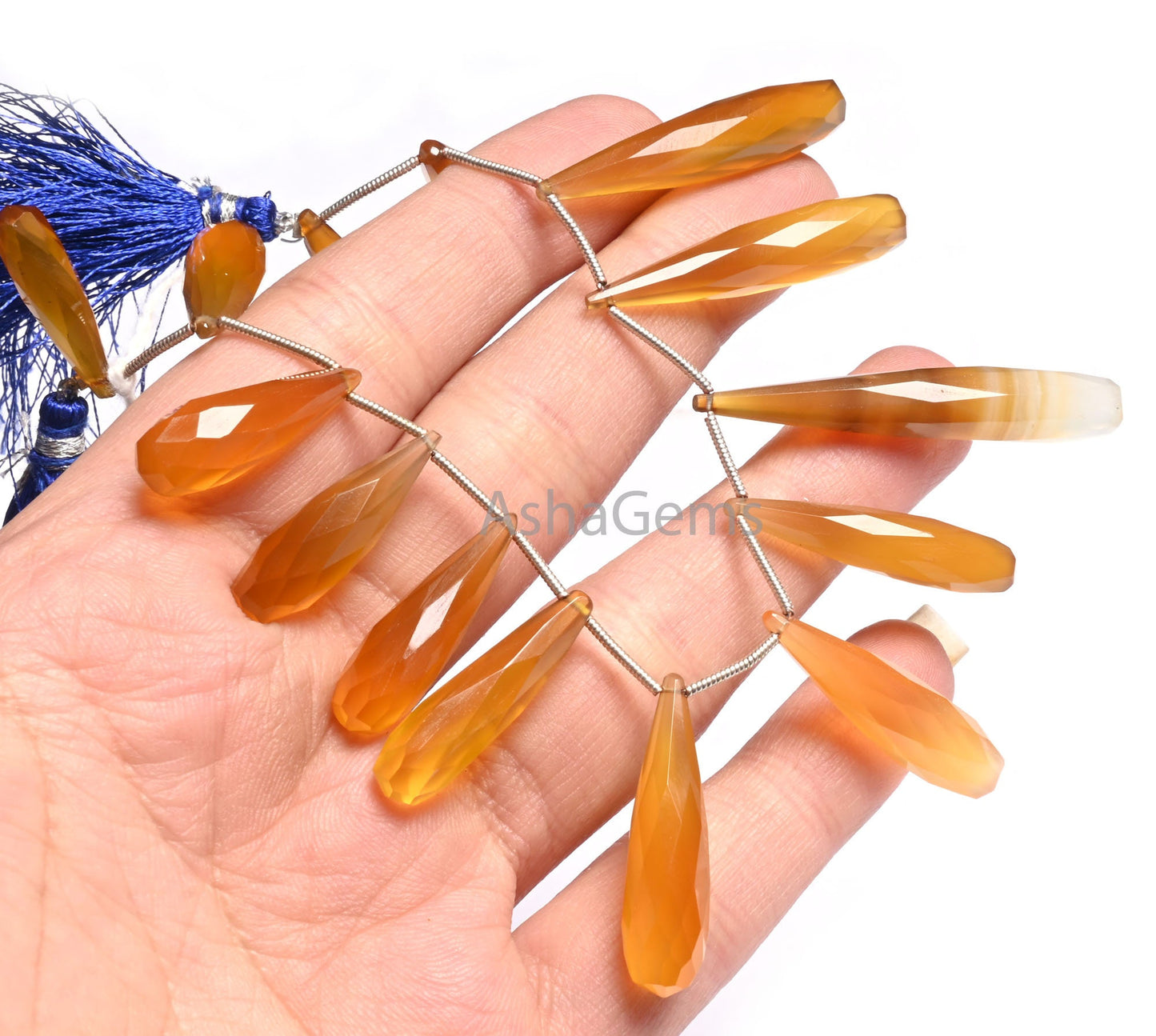 AAA Shaded Yellow Chalcedony Fancy Long Drop Faceted Beads, Chalcedony Pencil Teardrop Indian Cut Side Drill Briolette Gemstone Bead Jewelry