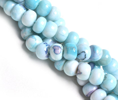 Beautiful Blue Opal Smooth Rondelle Shape Beads,8 mm Shaded Blue Opal Plain Roundelle Gemstone Beads opal Strand For Jewelry Handicraft SALE