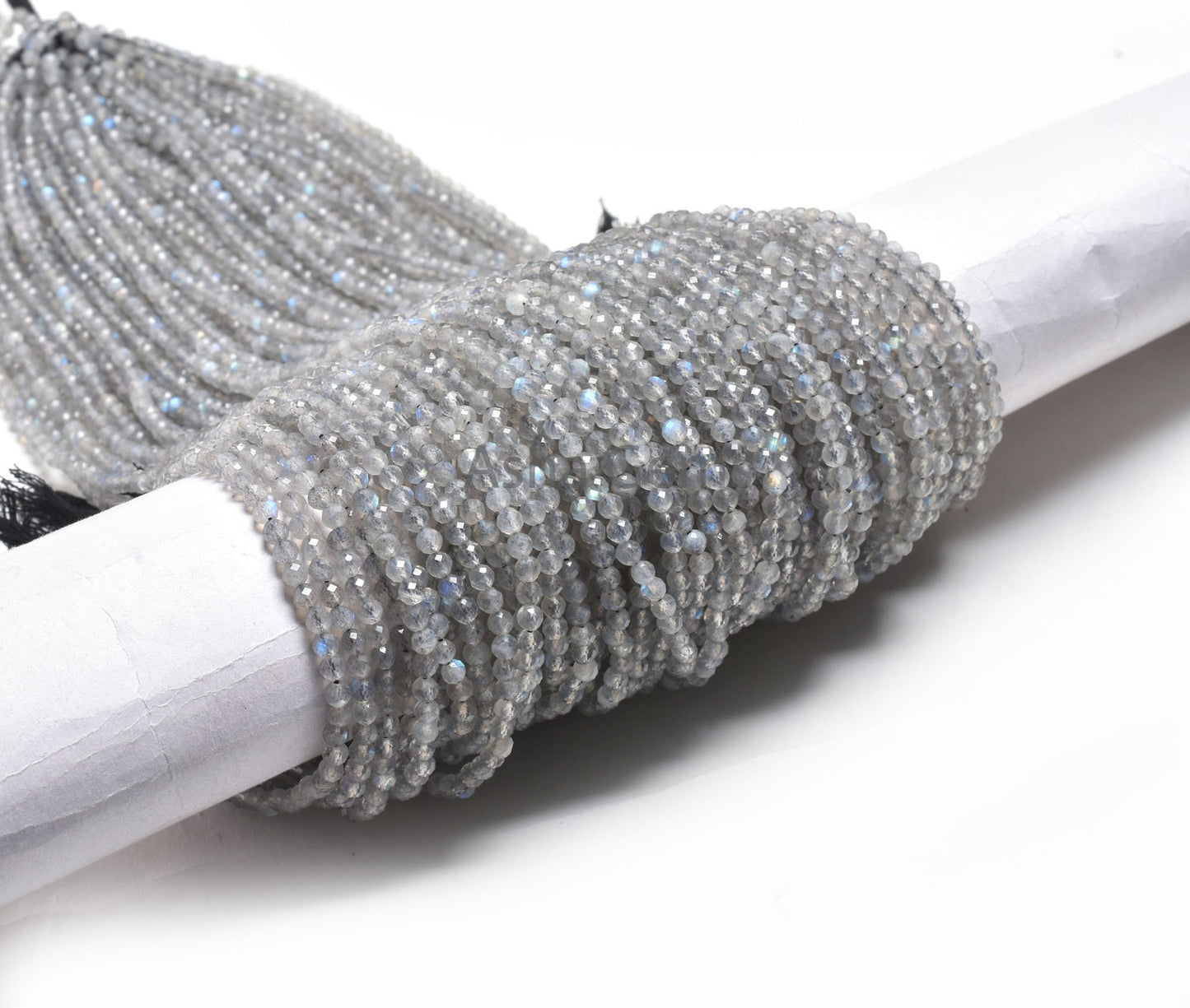 AAA Grey Labradorite Faceted Round Ball Beads,3.5mm labradorite Machine Cut Round Gemstone Beads, Natural Blue Fire Labradorite Bead Jewelry