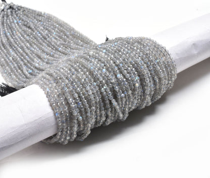 AAA Grey Labradorite Faceted Round Ball Beads,3.5mm labradorite Machine Cut Round Gemstone Beads, Natural Blue Fire Labradorite Bead Jewelry
