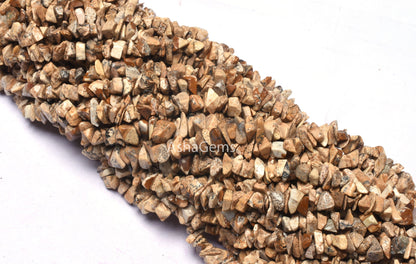 34 Inch Strand natural Picture Jasper Uncut chip Beads, Brown jasper Smooth Raw Rough Polish Gemstone Beads Picture Jasper Bead Jewelry SALE