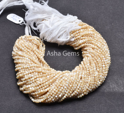Natural Yellow Mother Of Pearl Micro Cut Rondelle Beads,3.2 mm Fine Golden Cream Mop Machine Cut Gemstone Bead, Mother Of Pearl Jewelry SALE