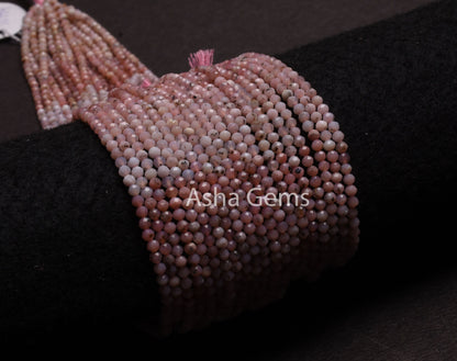 Natural Moss Pink Opal Micro Cut Rondelle Beads,3.25 mm Rare Moss Pink Opal Machine Cut Gemstone Beads, Opal Beads For Jewelry Making Crafts