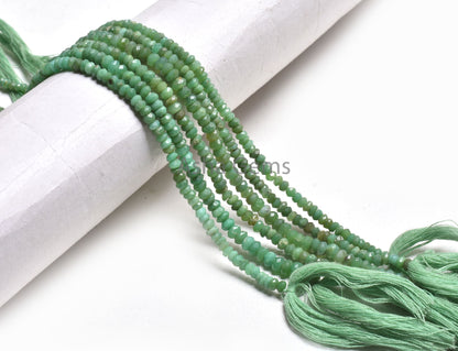16" Strand Natural Chrysoprase Faceted Rondelle Beads, Green Chrysoprase Beads, Beautiful Chrysoprase Indian Cut Gemstone Beads Jewelry SALE