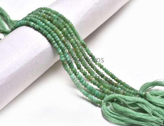 16" Strand Natural Chrysoprase Faceted Rondelle Beads, Green Chrysoprase Beads, Beautiful Chrysoprase Indian Cut Gemstone Beads Jewelry SALE
