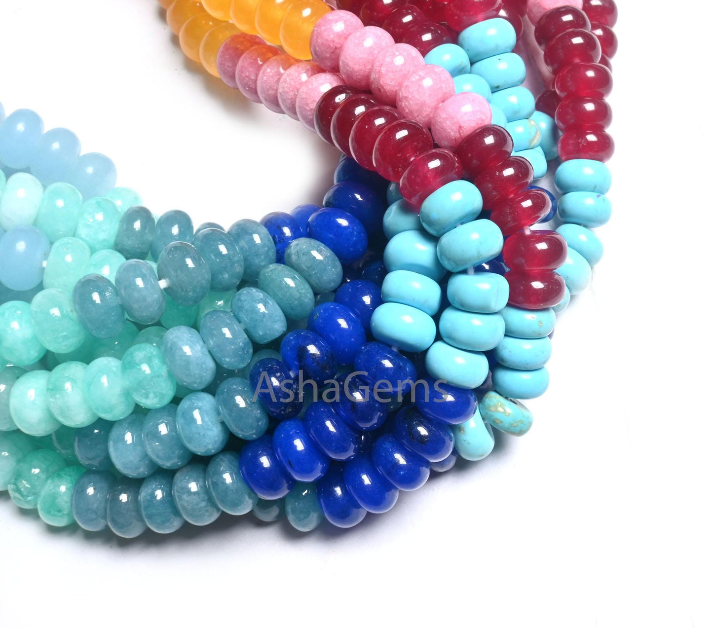 8mm Beautiful Mix Color jade Quartz Smooth Rondelle Beads, Fine Rainbow Disco Color Quartz Multi Shaded Gemstone Colorful Beads Jewelry SALE (AG 12315 )